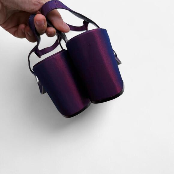 Purple Y2K/90s Iridescent Satin Chunky Heels - Picture 5 of 6